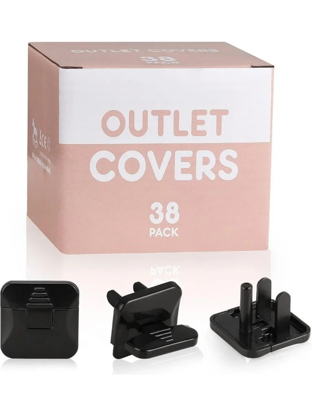38-Pack Black Child Proof Outlet Covers - Safety Plug Protectors for Baby Safety